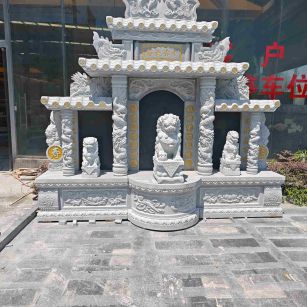 哈密芝麻白中国黑石材套墓 花岗岩墓碑